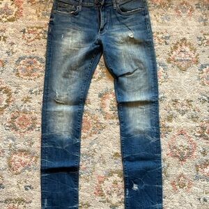 Men's Distressed Blue Skinny Jeans